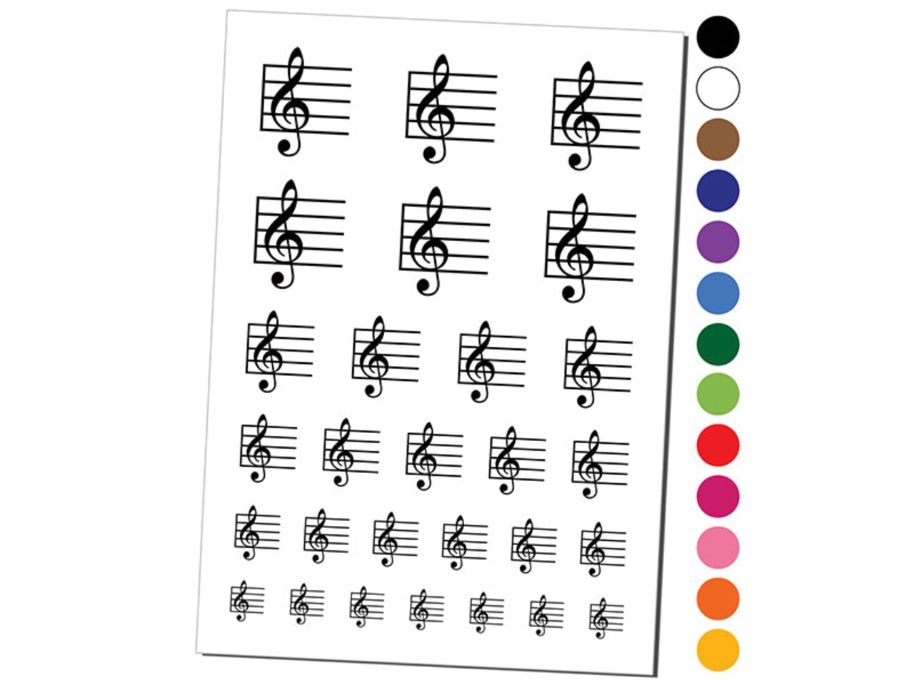 Treble Clef on Staff Music Temporary Tattoo Water Resistant Fake Body Art Set Collection